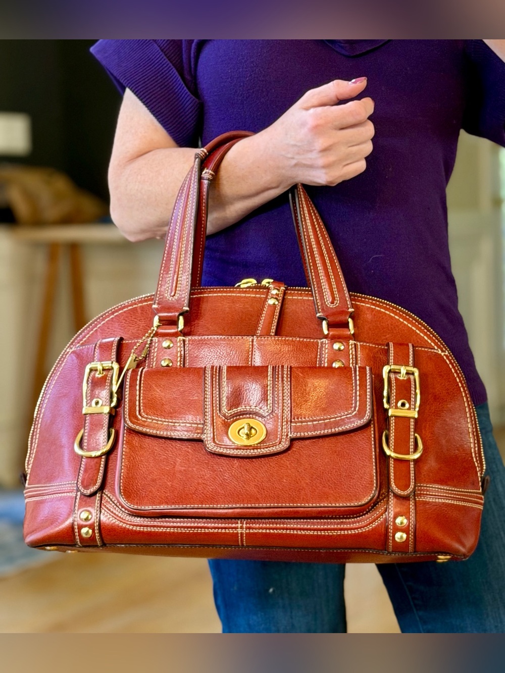 Coach Classic Y2K 2007 Legacy Hamptons Miranda Satchel Bordeaux